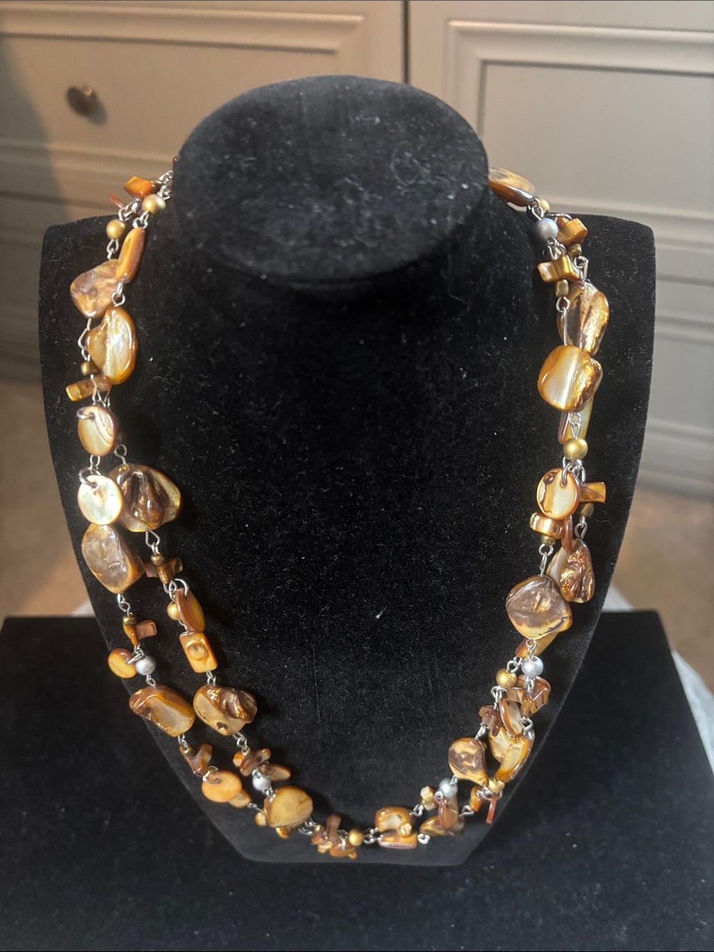 Amber long Beaded Necklace. Perfect for fall…